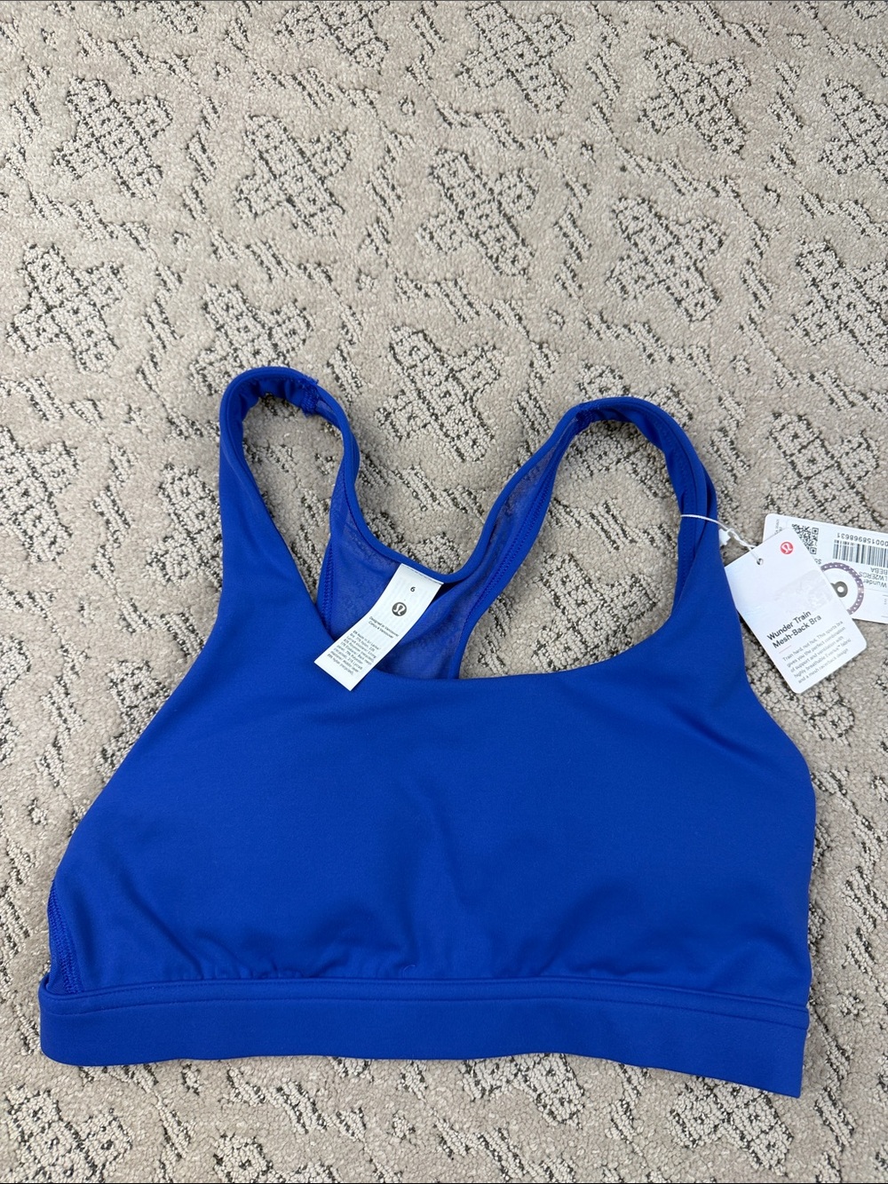 lululemon NWT sz 6 wonder train mesh back bra beach ball blue